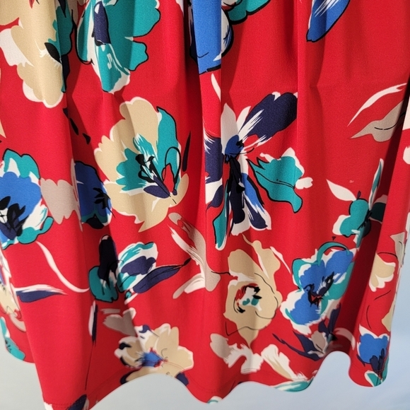 Evan Picone Women Multicolored Floral Dress Sz 10 Pleated Stretchy Elastic Waist - Picture 9 of 12